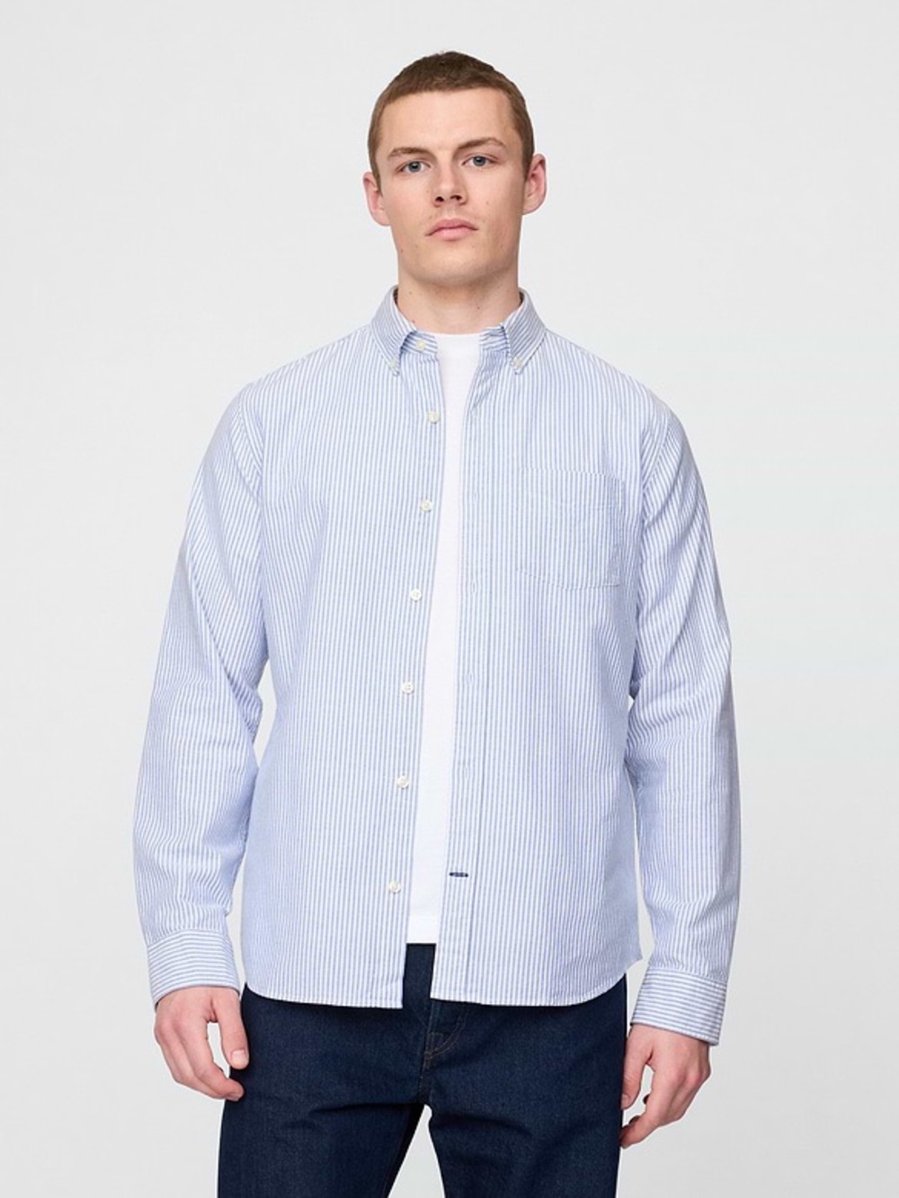 GAP Men's Blue and White Pinstripe Button-Down Oxford Shirt NWT